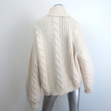 Doen Leighton Oversize Cable Knit Turtleneck Wool Sweater Cream Size Large