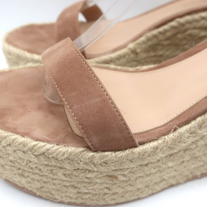 Gianvito Rossi Portofino Platform Espadrille Wedge Sandals Nutmeg Suede Size 38