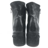 Officine Creative Denner Side-Zip Ankle Boots Black Leather Size 39.5
