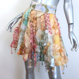 Zimmermann Tempo Patch Mini Skirt Multi Floral Print Linen-Silk Size 0 NEW