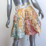 Zimmermann Tempo Patch Mini Skirt Multi Floral Print Linen-Silk Size 0 NEW