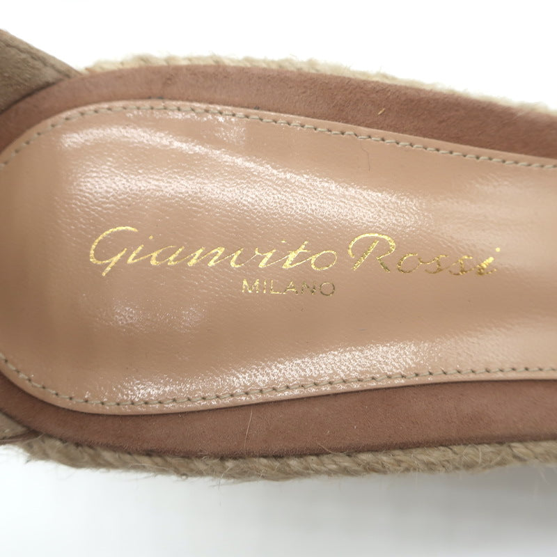 Gianvito Rossi Portofino Platform Espadrille Wedge Sandals Nutmeg Suede Size 38