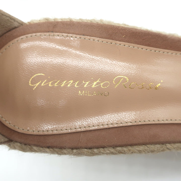 Gianvito Rossi Portofino Platform Espadrille Wedge Sandals Nutmeg Suede Size 38