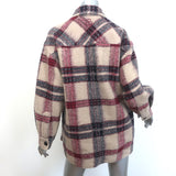 Isabel Marant Etoile Harveli Plaid Shirt Jacket Beige Wool-Blend Size 32