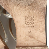 Loewe Crystal-Embellished Flat Slide Sandals Beige Suede Size 35