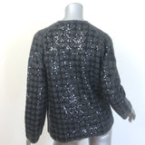 Maje Monaly Sequined Tweed-Effect Cardigan Charcoal Wool-Blend Size 1