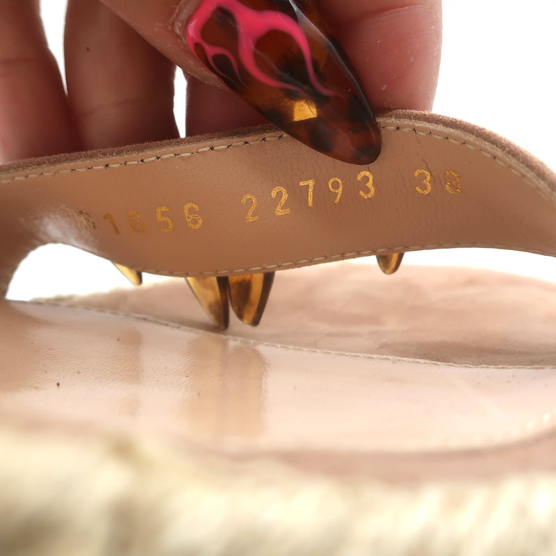 Gianvito Rossi Portofino Platform Espadrille Wedge Sandals Nutmeg Suede Size 38
