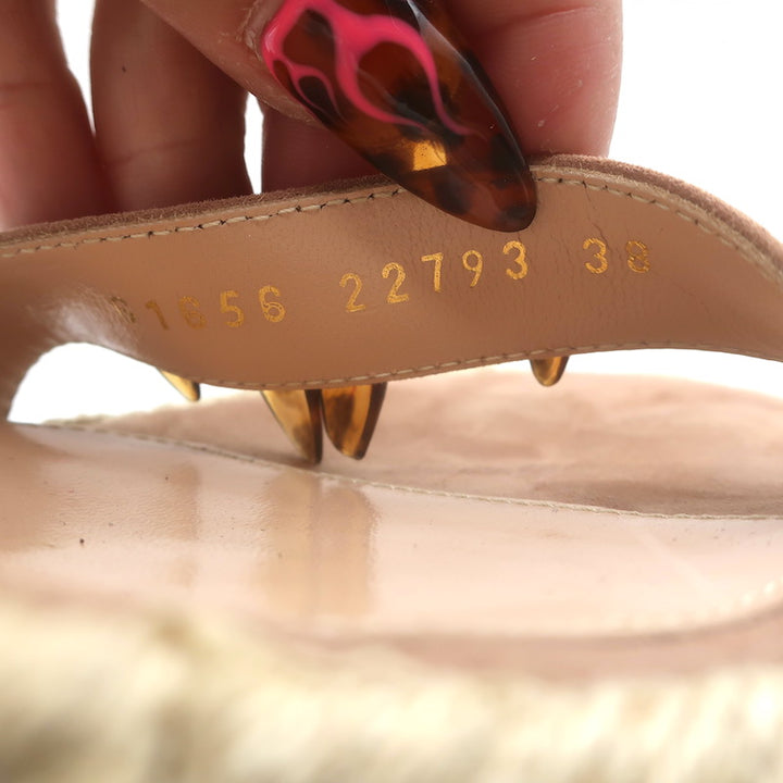 Gianvito Rossi Portofino Platform Espadrille Wedge Sandals Nutmeg Suede Size 38