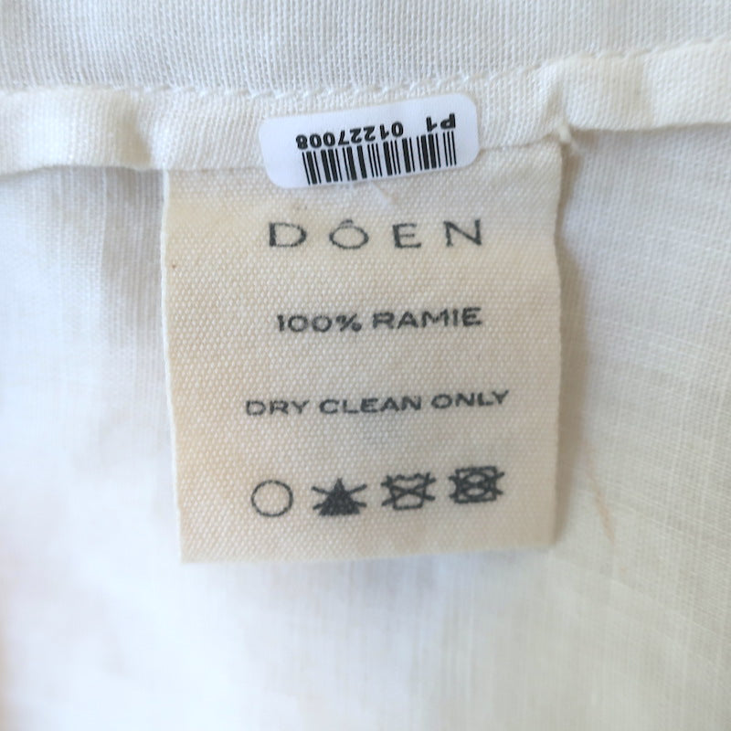Doen Piper Puff Sleeve Ruffled Mini Dress White Pintucked Ramie Size Large