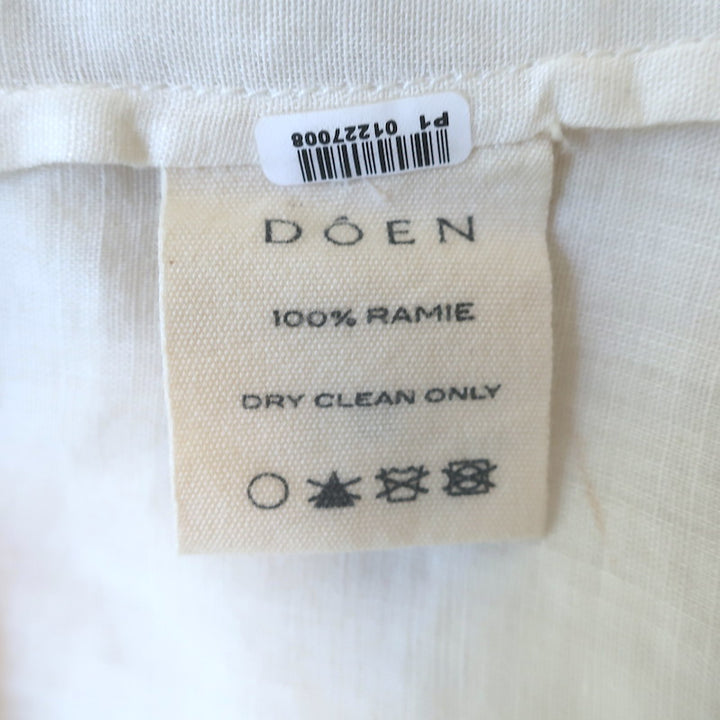 Doen Piper Puff Sleeve Ruffled Mini Dress White Pintucked Ramie Size Large