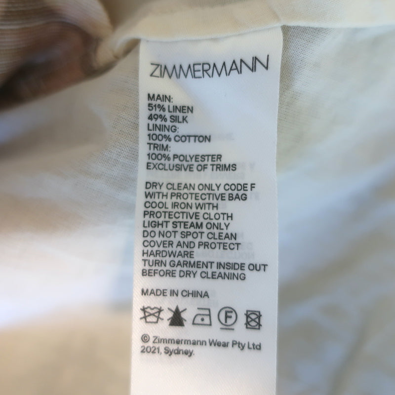 Zimmermann Tempo Patch Mini Skirt Multi Floral Print Linen-Silk Size 0 NEW