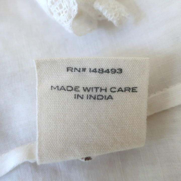 Doen Piper Puff Sleeve Ruffled Mini Dress White Pintucked Ramie Size Large
