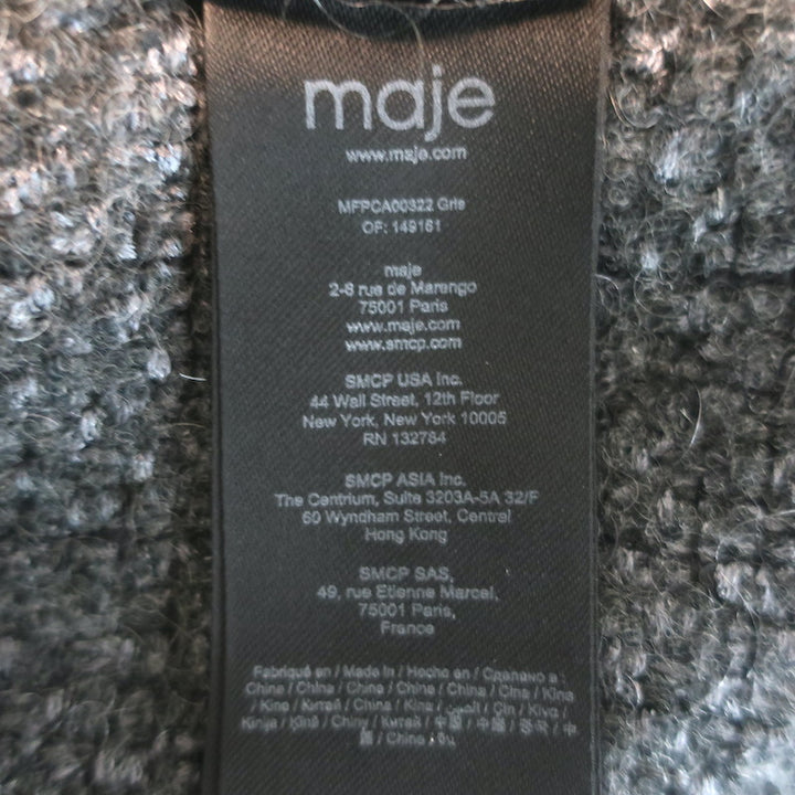 Maje Monaly Sequined Tweed-Effect Cardigan Charcoal Wool-Blend Size 1