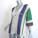 All That Remains James Crocheted Cotton Shirt Cream/Multi Stripe Size 10