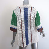 All That Remains James Crocheted Cotton Shirt Cream/Multi Stripe Size 10