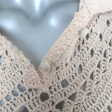 Altuzarra Crochet Knit Short Sleeve Polo Sweater Beige Size Small