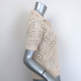 Altuzarra Crochet Knit Short Sleeve Polo Sweater Beige Size Small