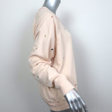 THE GREAT Floral Embroidered College Sweatshirt Light Pink Cotton Size 2