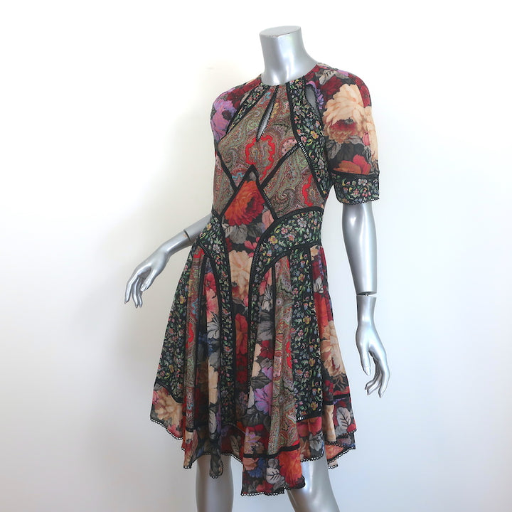 Zimmermann Trinity Artisan Patchwork Dress Multicolor Cotton-Silk Size 0