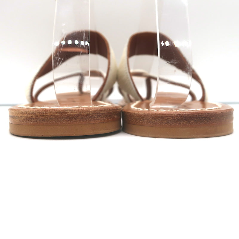 K. Jacques Tonkin Toe Ring Sandals Cream Pony Hair Size 40 Flat Slides