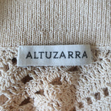 Altuzarra Crochet Knit Short Sleeve Polo Sweater Beige Size Small