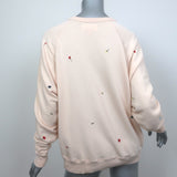 THE GREAT Floral Embroidered College Sweatshirt Light Pink Cotton Size 2
