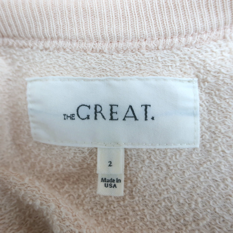 THE GREAT Floral Embroidered College Sweatshirt Light Pink Cotton Size 2