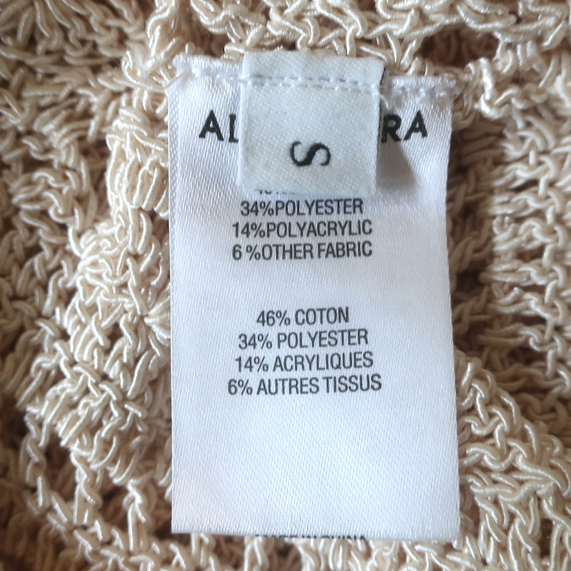 Altuzarra Crochet Knit Short Sleeve Polo Sweater Beige Size Small