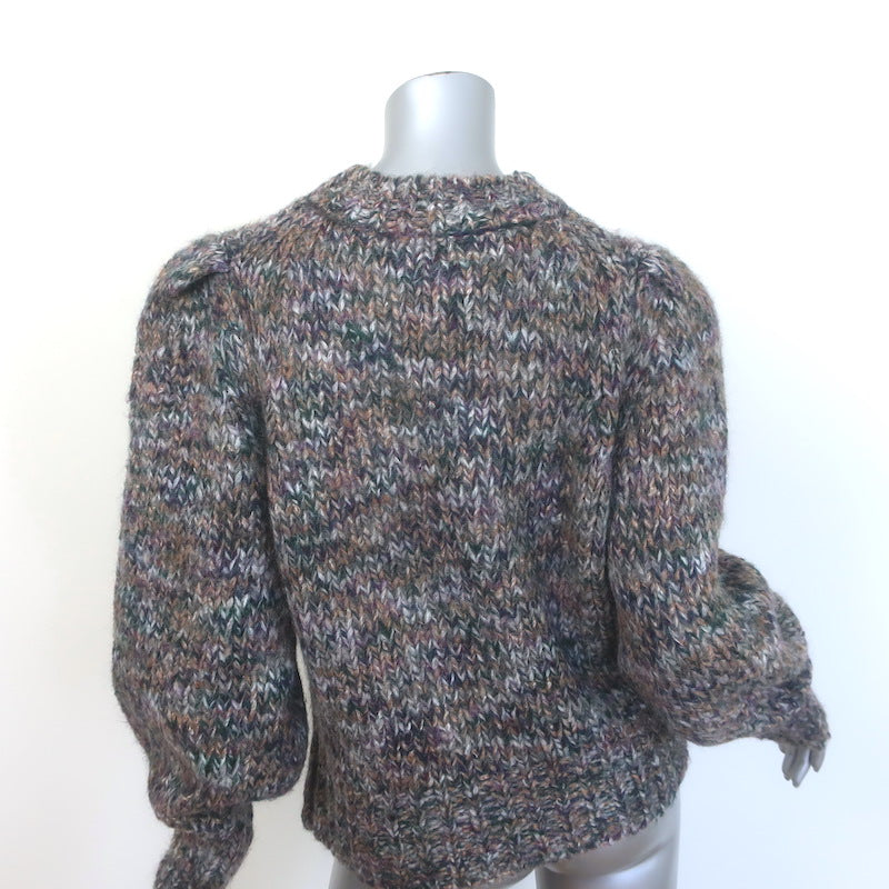 Veronica Beard Chaya Puff Sleeve Sweater Multicolor Alpaca-Blend Size Large