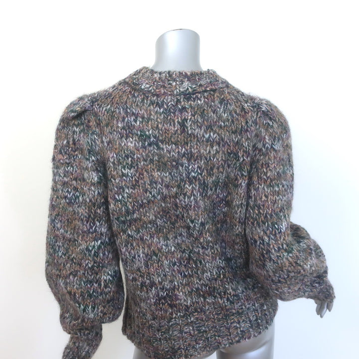 Veronica Beard Chaya Puff Sleeve Sweater Multicolor Alpaca-Blend Size Large