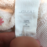 THE GREAT Floral Embroidered College Sweatshirt Light Pink Cotton Size 2