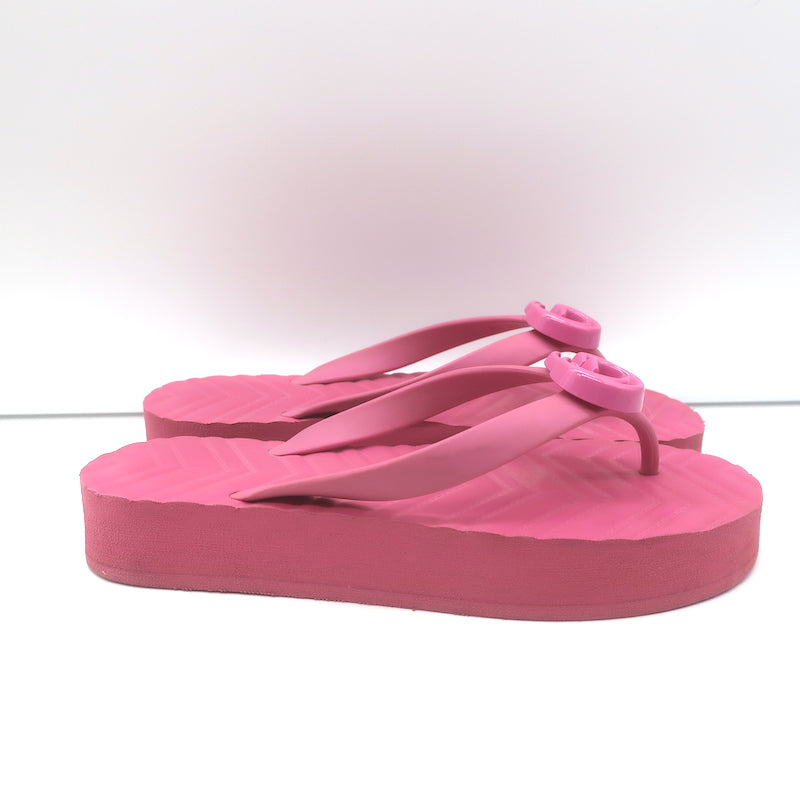 Gucci Pascar GG Marmont Platform Flip Flop Sandals Pink Size 35