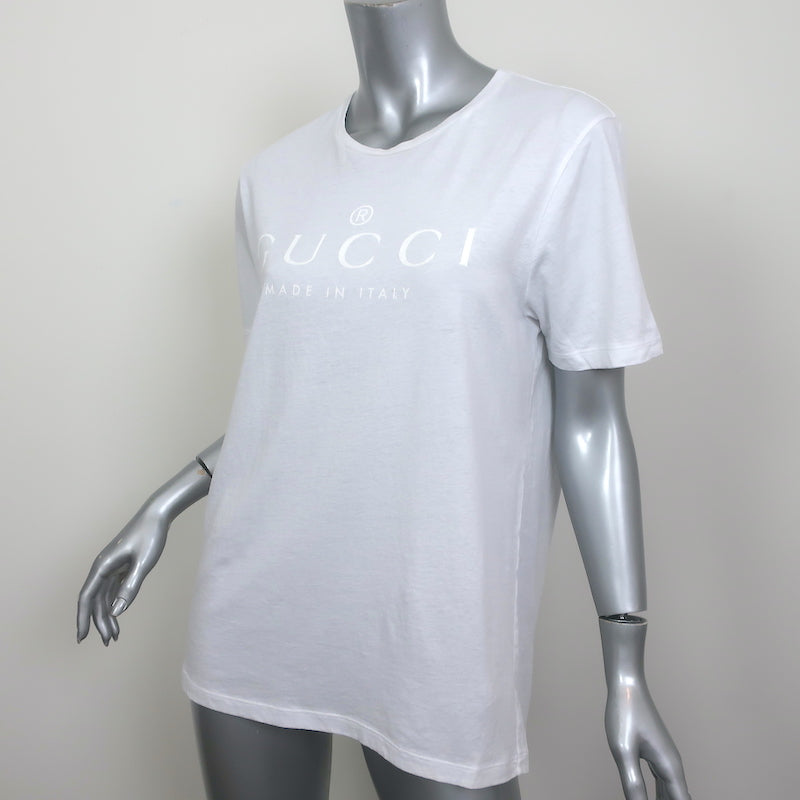 Gucci Logo T-Shirt White Size Medium Short Sleeve Top