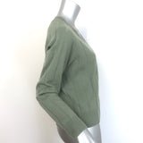 27 Miles Ribbed Cashmere V-Neck Sweater Sage Size Extra Small