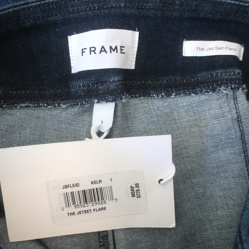 FRAME The Jetset Flare Jeans Keller Blue Stretch Denim Size 1 NEW