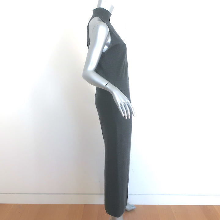 Toteme Ribbed Turtleneck Sleeveless Midi Dress Gray Wool-Blend Size Large