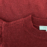 FRAME Cashmere Puff Shoulder Sweater Oxblood Size Extra Small Crewneck Pullover
