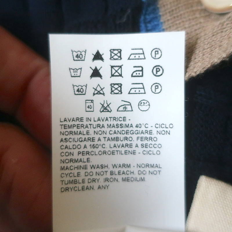 Marni Edition Windowpane Knit Contrast-Trim Cardigan Navy Cotton Size 38