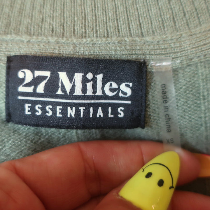 27 Miles Ribbed Cashmere V-Neck Sweater Sage Size Extra Small