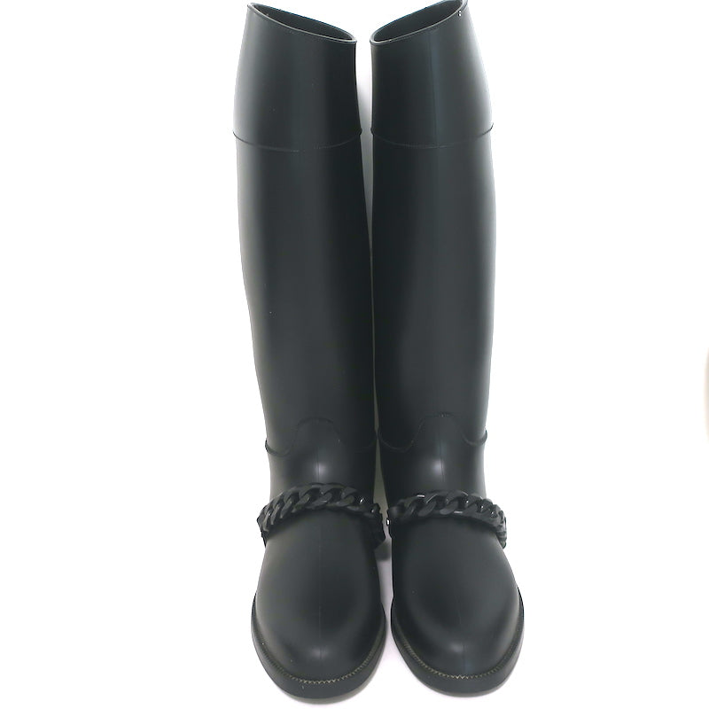 Givenchy Eva Chain Knee-High Rain Boots Black Rubber Size 40