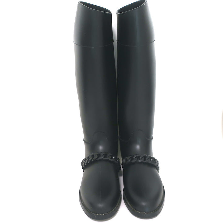 Givenchy Eva Chain Knee-High Rain Boots Black Rubber Size 40