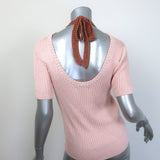 Dries Van Noten Tonia Jeweled-Neck Short Sleeve Sweater Pink Size Extra Small