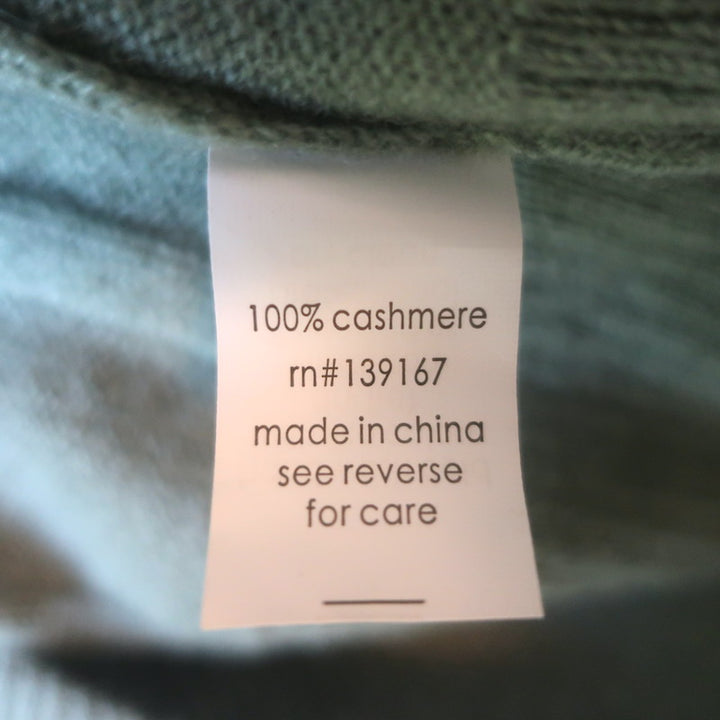27 Miles Ribbed Cashmere V-Neck Sweater Sage Size Extra Small