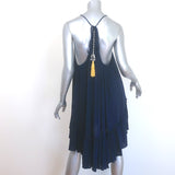 MISA Dali Pom Pom Ruffled Mini Dress Navy Size Small NEW