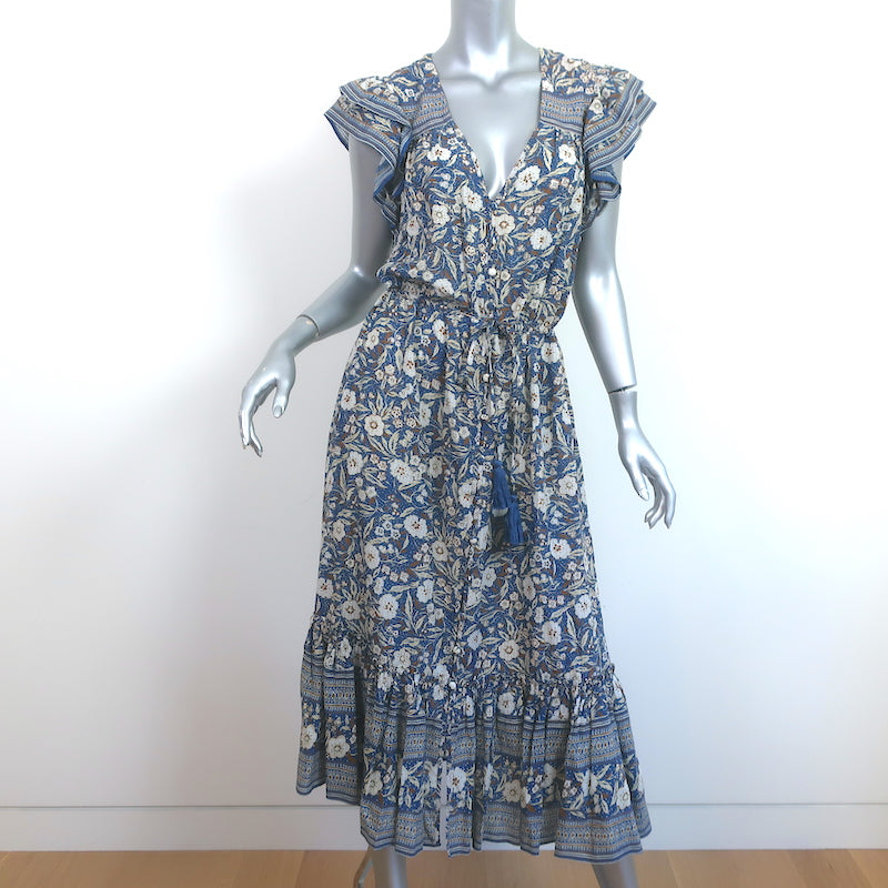 Veronica Beard Tinzia Midi Dress Blue Floral Print Cotton-Blend Size L Celebrity Owned Veronica Beard Tinzia Midi Dress Blue Floral Print Cotton-Blend Size L Celebrity Owned