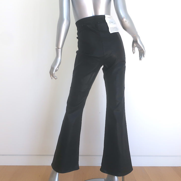 FRAME The Jetset Flare Pants Black Coated Stretch Denim Size 2 NEW