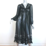 Zimmermann Belle Swiss Dot Midi Dress Black Lace-Trim Silk Georgette Size 1