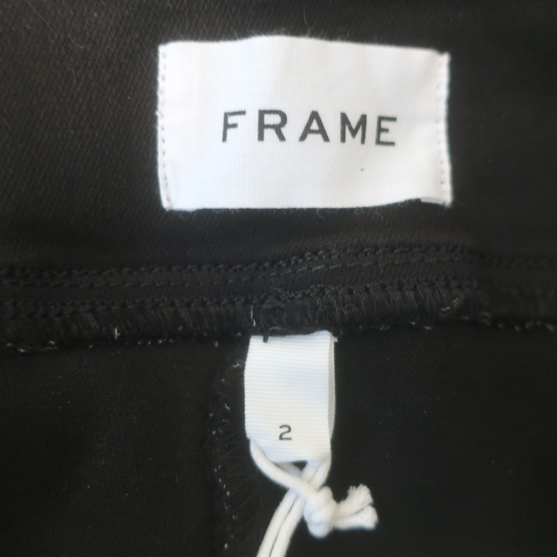FRAME The Jetset Flare Pants Black Coated Stretch Denim Size 2 NEW