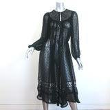 Zimmermann Belle Swiss Dot Midi Dress Black Lace-Trim Silk Georgette Size 1