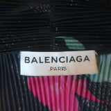 Balenciaga Pleated Pussy Bow Blouse Black Floral Print Size 36 Long Sleeve Top